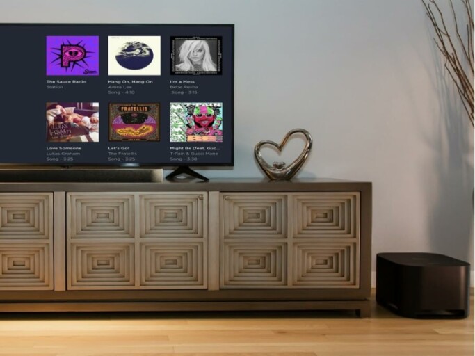 Roku Wireless Subwoofer in a stylish living room setting