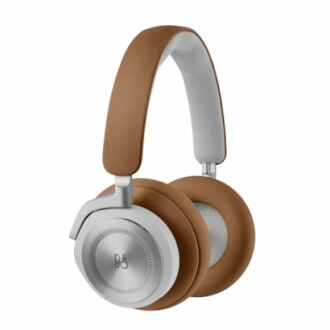 Brown and silver over-ear headphones