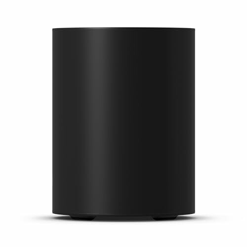 Black cylindrical speaker on white background