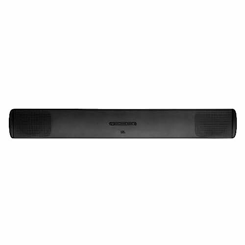 Front view of a black soundbar speaker.