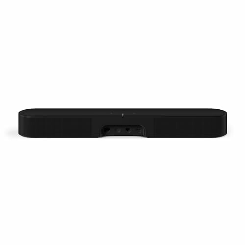 Front view of a black soundbar speaker