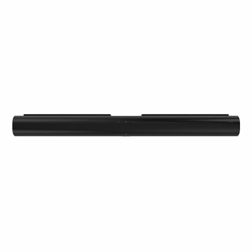 Black soundbar speaker on white background