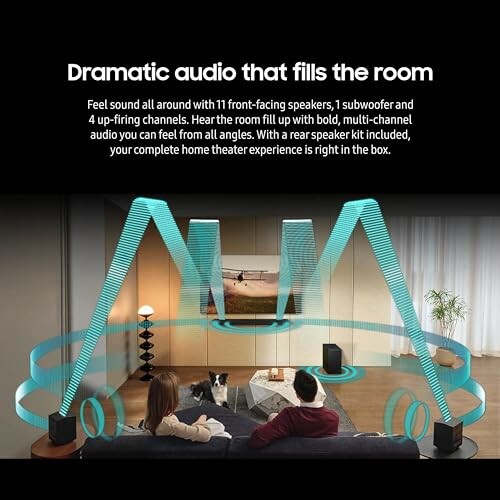 Home theater setup with multi-channel audio and visual effects.