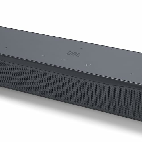 Black JBL soundbar speaker with control buttons