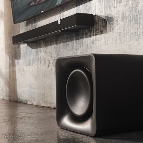 Modern speaker setup with soundbar and subwoofer