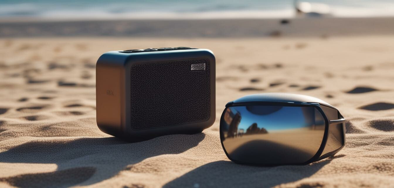 Portable Wireless Speaker on the Beach