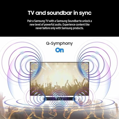 Samsung TV and soundbar in sync with Q-Symphony feature.