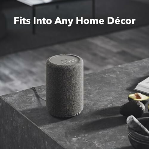 Smart speaker on a table in modern home setting