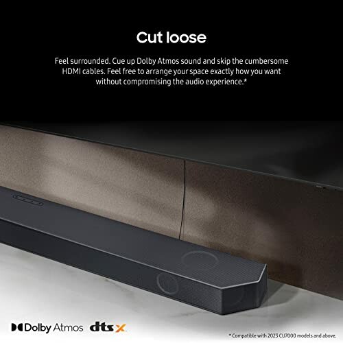 Soundbar with Dolby Atmos and dtsX features.