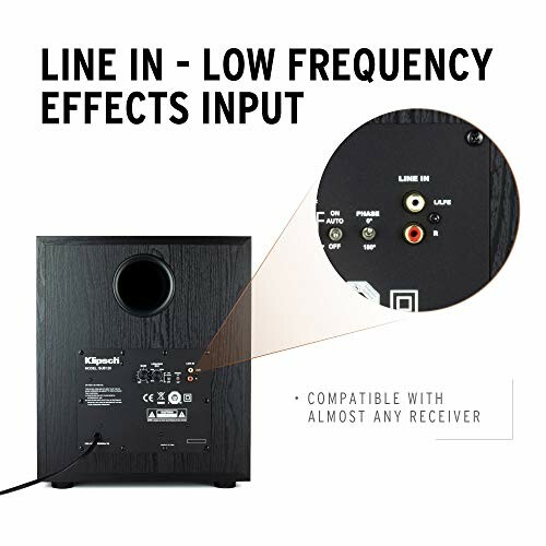 Subwoofer showing line in and low frequency effects input.