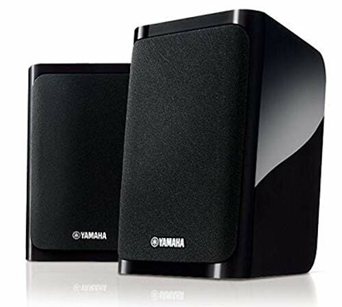 Two black Yamaha speakers